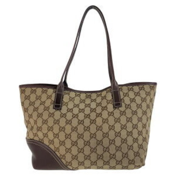 GUCCI Interlocking GG Brit GG Pattern Brown BeigeTote Bag - Picture 2 of 9